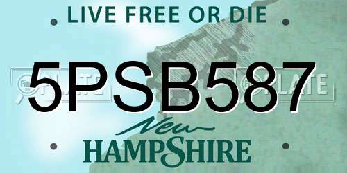 5PSB587 New Hampshire License Plate