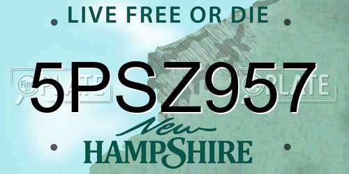 5PSZ957 New Hampshire License Plate