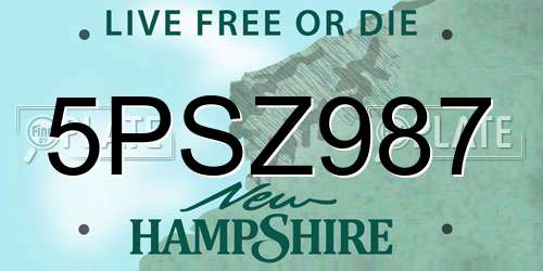5PSZ987 New Hampshire License Plate