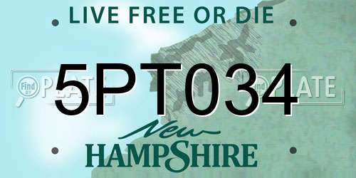 5PT034 New Hampshire License Plate