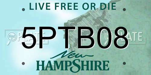 5PTB08 New Hampshire License Plate