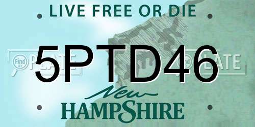 5PTD46 New Hampshire License Plate