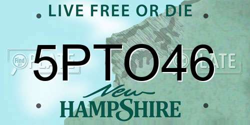 5PTO46 New Hampshire License Plate