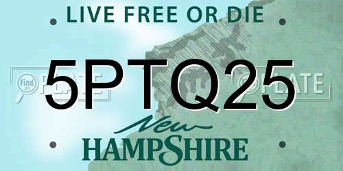 5PTQ25 New Hampshire License Plate