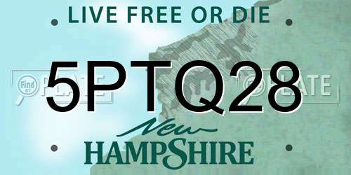 5PTQ28 New Hampshire License Plate