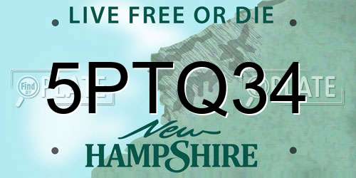 5PTQ34 New Hampshire License Plate
