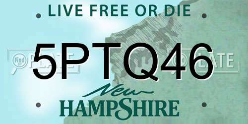 5PTQ46 New Hampshire License Plate