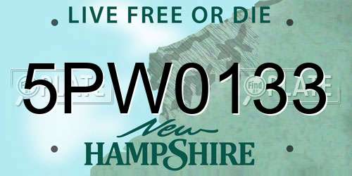 5PW0133 New Hampshire License Plate
