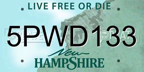 5PWD133 New Hampshire License Plate
