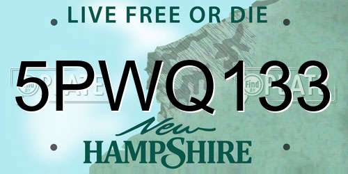 5PWQ133 New Hampshire License Plate