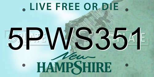 5PWS351 New Hampshire License Plate