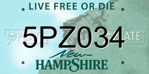 5PZ034 New Hampshire License Plate