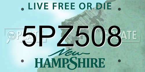 5PZ508 New Hampshire License Plate