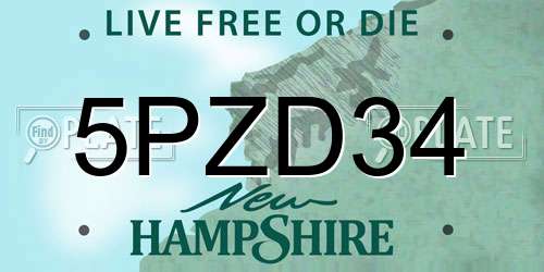 5PZD34 New Hampshire License Plate