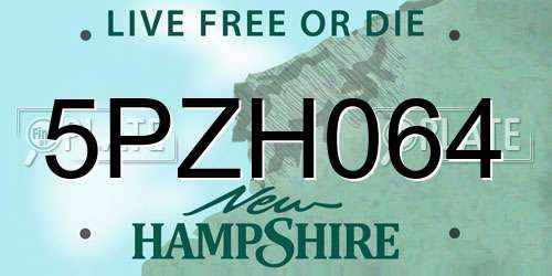5PZH064 New Hampshire License Plate
