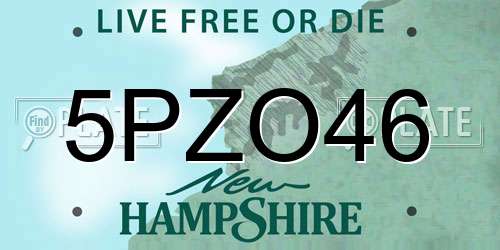 5PZO46 New Hampshire License Plate