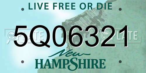 5Q06321 New Hampshire License Plate