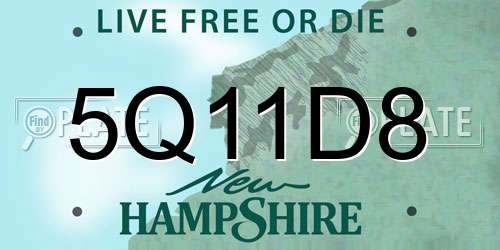 5Q11D8 New Hampshire License Plate
