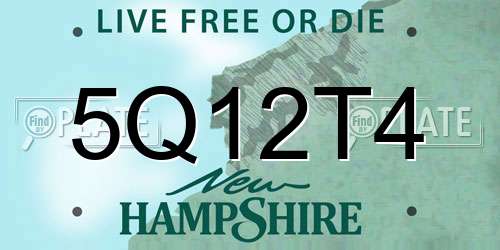 5Q12T4 New Hampshire License Plate