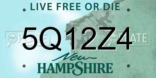 5Q12Z4 New Hampshire License Plate