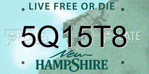 5Q15T8 New Hampshire License Plate