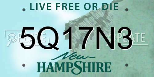 5Q17N3 New Hampshire License Plate