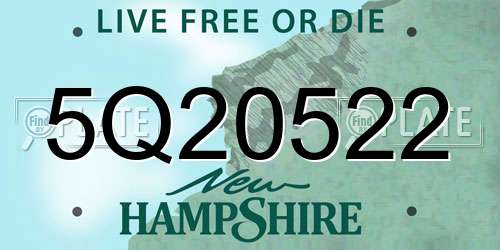 5Q20522 New Hampshire License Plate