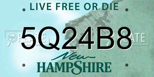 5Q24B8 New Hampshire License Plate