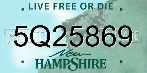 5Q25869 New Hampshire License Plate