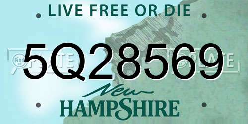 5Q28569 New Hampshire License Plate