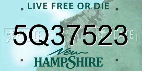 5Q37523 New Hampshire License Plate