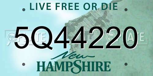 5Q44220 New Hampshire License Plate