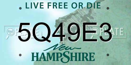 5Q49E3 New Hampshire License Plate