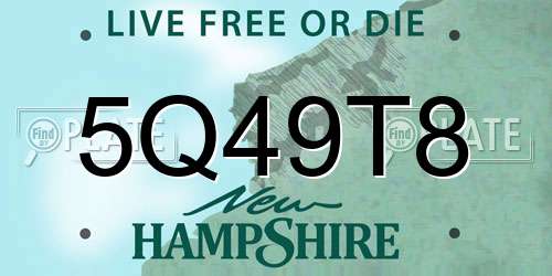 5Q49T8 New Hampshire License Plate