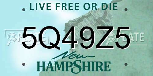 5Q49Z5 New Hampshire License Plate