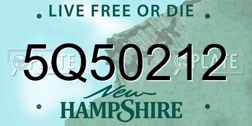 5Q50212 New Hampshire License Plate