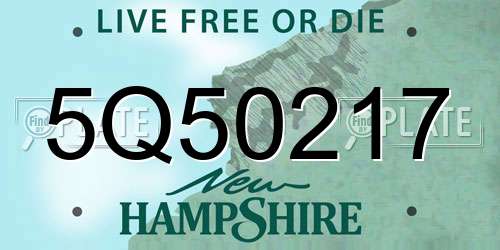 5Q50217 New Hampshire License Plate