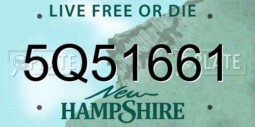 5Q51661 New Hampshire License Plate