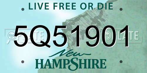 5Q51901 New Hampshire License Plate