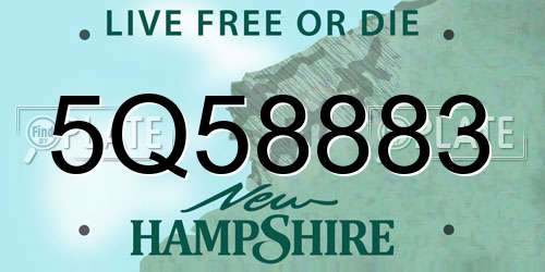 5Q58883 New Hampshire License Plate