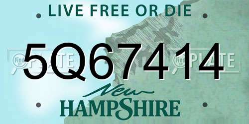 5Q67414 New Hampshire License Plate