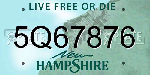 5Q67876 New Hampshire License Plate