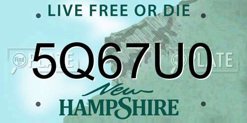 5Q67U0 New Hampshire License Plate