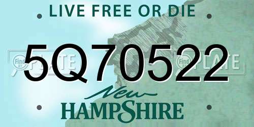 5Q70522 New Hampshire License Plate