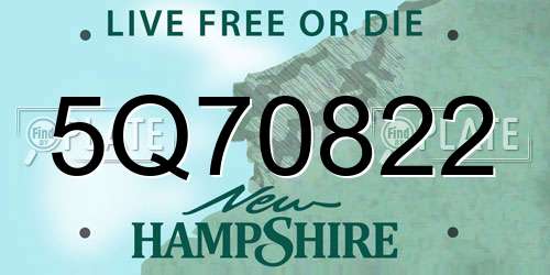 5Q70822 New Hampshire License Plate