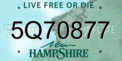 5Q70877 New Hampshire License Plate