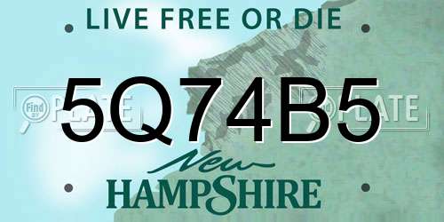 5Q74B5 New Hampshire License Plate