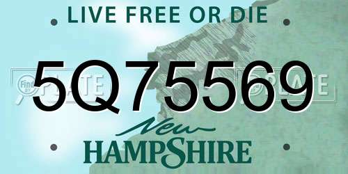 5Q75569 New Hampshire License Plate