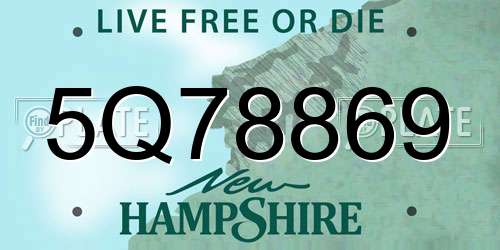 5Q78869 New Hampshire License Plate