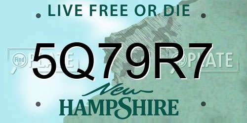 5Q79R7 New Hampshire License Plate